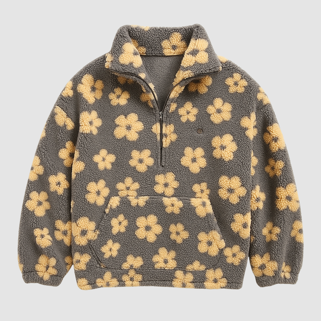 Estelle | Pull en polaire à imprimé floral et manches longues