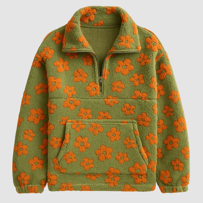 Estelle | Pull en polaire à imprimé floral et manches longues