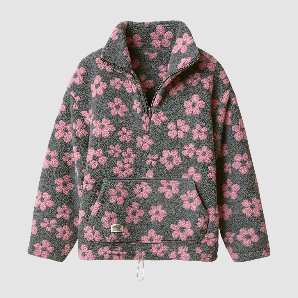 Estelle | Pull en polaire à imprimé floral et manches longues